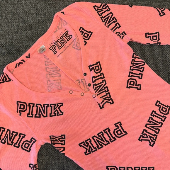 PINK Victoria's Secret Other - Victoria’s Secret PINK All Over Print Waffle Texture Thermal Onesie Size Small